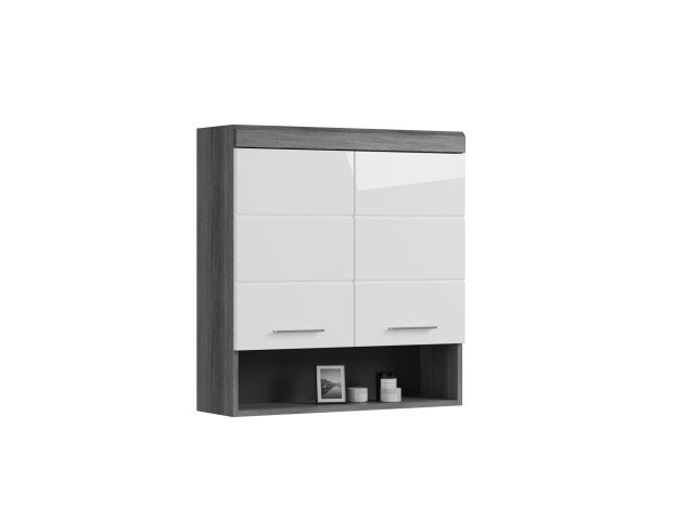 Hängeschrank >Sandusky< in rauchsilber/weiß hochglanz - 74x79x24cm (BxHxT)