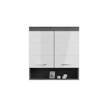 Hängeschrank >Sandusky< in rauchsilber/weiß hochglanz - 74x79x24cm (BxHxT)