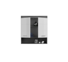 Hängeschrank >Sandusky< in rauchsilber/weiß hochglanz - 74x79x24cm (BxHxT)