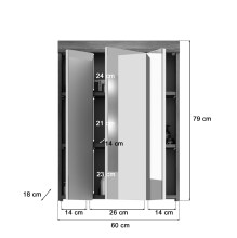 Spiegelschrank >Sandusky< in rauchsilber/spiegelglas - 60x79x18cm (BxHxT)