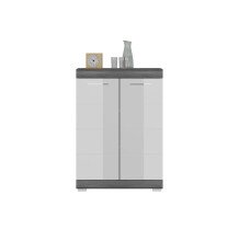 Kommode >Sandusky< in rauchsilber/weiß hochglanz - 60x85x37cm (BxHxT)