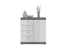 Kommode >Sandusky< in rauchsilber/weiß hochglanz - 80x85x37cm (BxHxT)