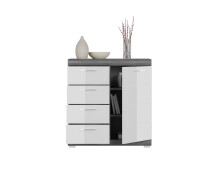 Kommode >Sandusky< in rauchsilber/weiß hochglanz - 80x85x37cm (BxHxT)