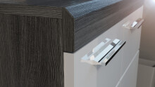 Kommode >Sandusky< in rauchsilber/weiß hochglanz - 80x85x37cm (BxHxT)