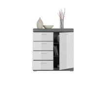 Kommode >Sandusky< in rauchsilber/weiß hochglanz - 80x85x37cm (BxHxT)