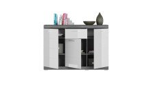 Kommode >Sandusky< in rauchsilber/weiß hochglanz - 120x85x37cm (BxHxT)