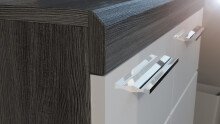 Sideboard >Sandusky< in rauchsilber/weiß hochglanz - 165x85x37cm (BxHxT)