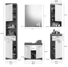 Badezimmer-Set >Sandusky< (5-teilig) in rauchsilber/weiß hochglanz