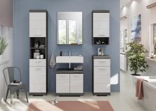 Badezimmer-Set >Sandusky< (5-teilig) in rauchsilber/weiß hochglanz