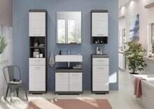 Badezimmer-Set >Sandusky< (5-teilig) in rauchsilber/weiß hochglanz
