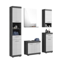 Badezimmer-Set >Sandusky< (5-teilig) in rauchsilber/weiß hochglanz
