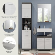 Badezimmer-Set >Sandusky< (3-teilig) in rauchsilber/weiß hochglanz
