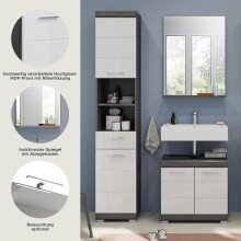 Badezimmer-Set >Sandusky< (3-teilig) in rauchsilber/weiß hochglanz