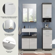 Badezimmer-Set >Sandusky< (4-teilig) in rauchsilber/weiß hochglanz