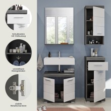 Badezimmer-Set >Sandusky< (4-teilig) in rauchsilber/weiß hochglanz