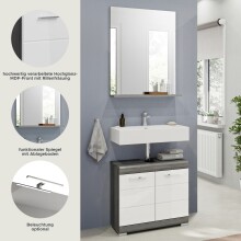 Badezimmer-Set >Sandusky< in rauchsilber/weiß hochglanz - 60x191x34cm (BxHxT)