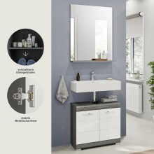 Badezimmer-Set >Sandusky< in rauchsilber/weiß hochglanz - 60x191x34cm (BxHxT)