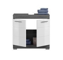 Badezimmer-Set >Sandusky< in rauchsilber/weiß hochglanz - 164x191x34cm (BxHxT)