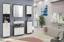 Badezimmer-Set >Sandusky< in rauchsilber/weiß hochglanz - 60x191x34cm (BxHxT)