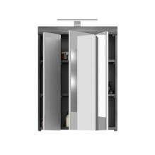 Badezimmer-Set >Sandusky< in rauchsilber/weiß hochglanz - 60x191x34cm (BxHxT)