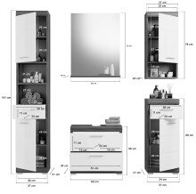 Badezimmer-Set >Sandusky< (5-teilig) in rauchsilber/weiß hochglanz
