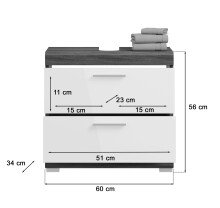 Badezimmer-Set >Sandusky< in rauchsilber/weiß hochglanz - 60x191x34cm (BxHxT)
