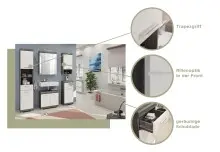 Badezimmer-Set >Sandusky< in rauchsilber/weiß hochglanz - 60x191x34cm (BxHxT)