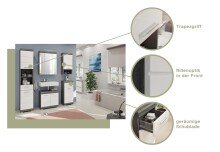 Badezimmer-Set >Sandusky< in rauchsilber/weiß hochglanz - 60x191x34cm (BxHxT)