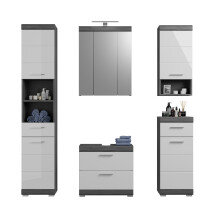 Badezimmer-Set >Sandusky< in rauchsilber/weiß hochglanz - 164x191x34cm (BxHxT)