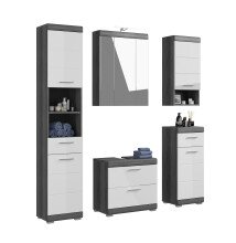 Badezimmer-Set >Sandusky< in rauchsilber/weiß hochglanz - 164x191x34cm (BxHxT)