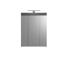 Badezimmer-Set >Sandusky< in rauchsilber/weiß hochglanz - 60x191x34cm (BxHxT)