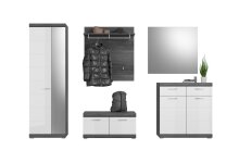 Garderoben-Set >Sandusky< in rauchsilber/weiß hochglanz - 272x197x40cm (BxHxT)