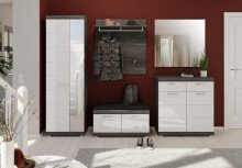 Garderoben-Set >Sandusky< in rauchsilber/weiß hochglanz - 272x197x40cm (BxHxT)