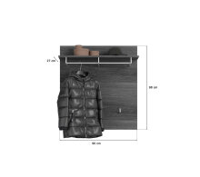 Garderobenpaneel >Sandusky< in rauchsilber/rauchsilber - 90x98x27cm (BxHxT)