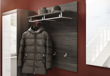 Garderobenpaneel >Sandusky< in rauchsilber/rauchsilber - 90x98x27cm (BxHxT)
