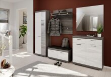 Garderobenpaneel >Sandusky< in rauchsilber/rauchsilber - 90x98x27cm (BxHxT)