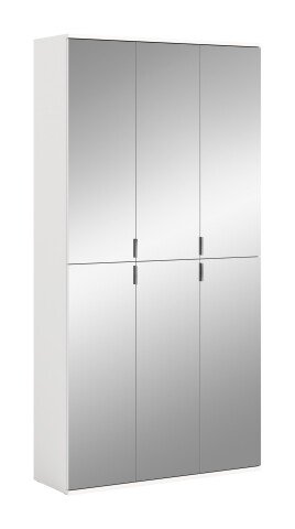 Garderobenschrank >Paterson< in weiß/weiß hochglanz - 91x193x34cm (BxHxT)