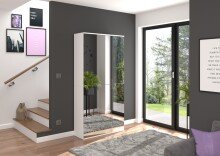 Garderobenschrank >Paterson< in weiß/weiß hochglanz - 91x193x34cm (BxHxT)