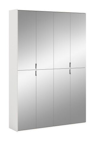 Garderobenschrank >Paterson< in weiß/weiß hochglanz - 122x193x34cm (BxHxT)