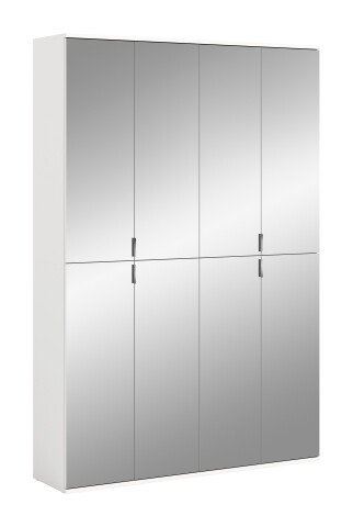 Garderobenschrank >Paterson< in weiß/weiß hochglanz - 122x193x34cm (BxHxT)