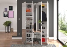 Garderobenschrank >Paterson< in weiß/weiß hochglanz - 122x193x34cm (BxHxT)