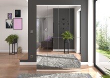 Garderobenschrank >Paterson< in weiß/weiß hochglanz - 122x193x34cm (BxHxT)