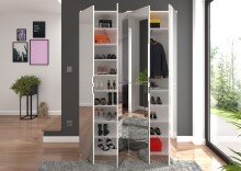 Garderobenschrank >Paterson< in weiß/weiß hochglanz - 122x193x34cm (BxHxT)