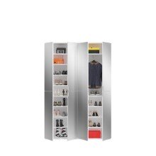 Garderobenschrank >Paterson< in weiß/weiß hochglanz - 122x193x34cm (BxHxT)