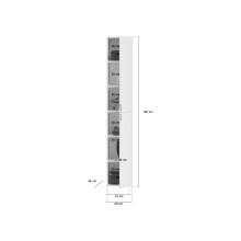 Garderobenschrank >Paterson< in weiß/weiß hochglanz - 60x193x34cm (BxHxT)