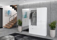 Garderobenschrank >Paterson< in weiß/weiß hochglanz - 60x193x34cm (BxHxT)