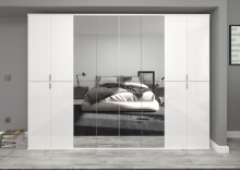 Drehtürenschrank >Paterson< in weiß/weiß hochglanz - 244x193x34cm (BxHxT)