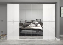 Drehtürenschrank >Paterson< in weiß/weiß hochglanz - 244x193x34cm (BxHxT)