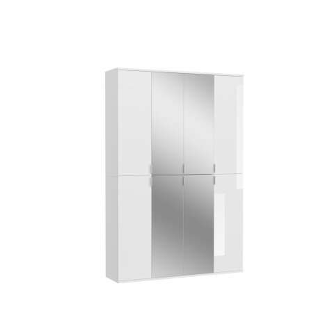 Garderobenschrank >Paterson< in weiß/weiß hochglanz - 131x193x34cm (BxHxT)