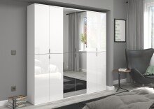 Garderobenschrank >Paterson< in weiß/weiß hochglanz - 183x193x34cm (BxHxT)